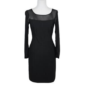 KAY UNGER Black Sheer Mesh Sleeve Cocktail Sheath Dress Women’s Size 4